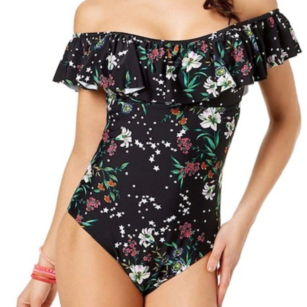 Stars & Bloom Off-Shoulder One Piece Swimsuit